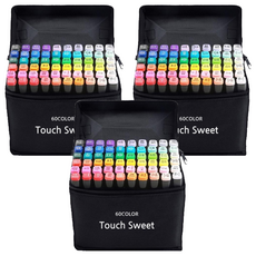 Touch Sweet 雙頭馬克筆 BLACK 套裝, 60色, 3套