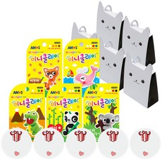 Kindermom幼兒園生日禮物Amos迷你粘土5種+繩盒5p+貼紙5p套裝, 混色, 1組