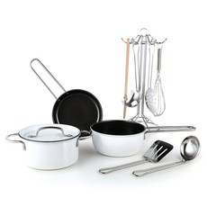 하퍼스테이블 스테인레스 쿡웨어 소꿉놀이 세트, 화이트 + 블랙, 1개