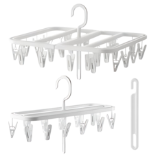 方形多夾晾衣架 疊加杆 12支, 白色