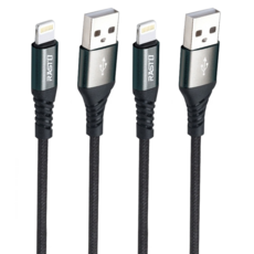 RASTO RX39 蘋果 Lightning 鋁合金充電傳輸線雙入組, 1m, 黑色, 1組