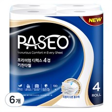 파세오 프리미엄 디럭스 4겹 천연펄프 키친타올, 130매, 24개