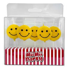 Mii Mii Party 生日派對感性蛋糕裝飾蠟燭, 5個, 黃色的微笑