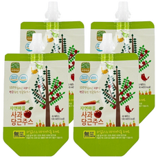 Nature Village 自然村 蘋果紅蘿蔔果汁 100ml 韓國生產 無糖無色素 專為孩子著想, 4包
