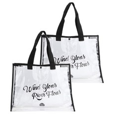 透明單肩手提包 Set 2 PVC 聚酯纖維, 47.5 x 35 x 15cm, 黑色, 2個 1組