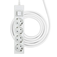 One Stop 移動式多功能插座 4孔, 白色, 1個, 2m