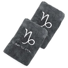 星座珊瑚絨浴巾 12 摩羯座灰色 親膚吸水柔軟速乾, 灰色, 2件