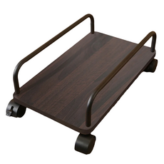 BuyJM 台灣製超值防潑水附輪主機架, 集成木 深棕色 + 黑色, 1個