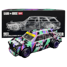 MINIGT 1/64 達特桑 Datsun KAIDO 510 Wagon HKS V1 KHMG144 金屬模型車 KaidoHouse聯名款, 1個, 混和顏色