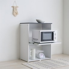 제우스가구 국내제작 마지 DIY 800 렌지대 수납장, 블랙화이트, 2단