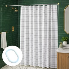 앤티스 유로스타일 체크 샤워 커튼, 화이트, 1개