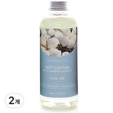 아로마코 리필 디퓨저, 소프트 코튼, 200ml, 2개