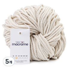 미소털실 미소니트 마크라메실 코드 코튼 로프 4mm 90합, 무지, 5개