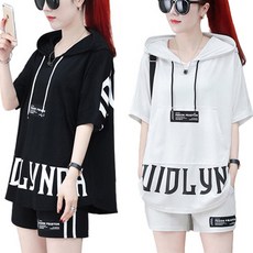 leaderstar 寬鬆版型 黑+白 2件式兩件式運動服上下套裝