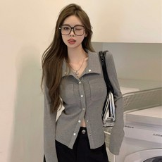 PEONIST 女款針織襯衫鈕扣T恤