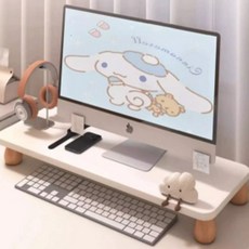 모노젠트 감성 데스크테리어 우드 모니터 받침대 일자형, 화이트