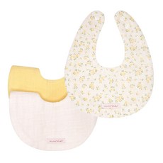 mumu dudu 紗布圍兜 3入, Yellow flower+Yellow+Ivory, 1套