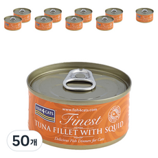 피쉬포캣 생후 3개월 이상 고양이 주식캔, 참치+오징어, 70g, 50개