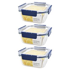 LocknLock 樂扣樂扣 頂級透明耐熱玻璃保鮮盒, 3個, 3個容器 + 3個蓋子