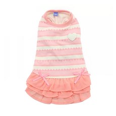 PET PARADISE 寵物衣服 橫條紋蓬蓬裙, 粉白 4S, 1個