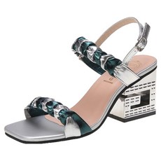 Paperments 女款圖案露趾金飾高跟涼鞋 01180, 銀色, 235