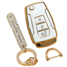 Benauto SsangYong 汽車智能鑰匙殼套組, 白色, JH-SA3 (SsangYong 3按鈕)