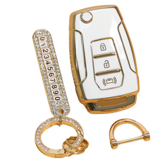 Benauto SsangYong 汽車智能鑰匙殼套組, 白色, JH-SA (SsangYong 3按鈕)