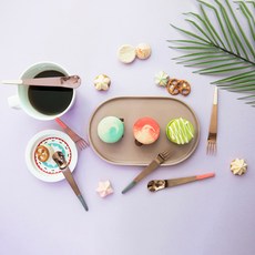 Bogen 糖茶匙茶叉禮品套組玫瑰金, 1套, 3p 勺子 + 3p 叉子