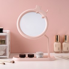 맘담은 파스텔 고양이 탁상 거울, 핑크