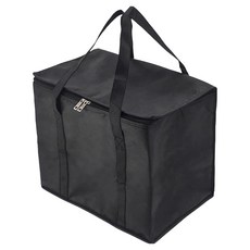 小麥購物 保溫袋 超大容量設計 保溫保冰 鋁箔內裡 堅固提手, 45 x 24.5 x 33.5cm, 黑色, 1組