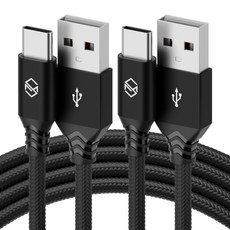 신지모루 USB-C 타입 더치 패브릭 케이블, 2m, 블랙, 2개