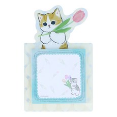 sun-star Mofusand 花卉風立式造型便利貼, 1個, 鬱金香貓, 30張