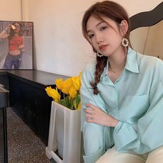 피어니스트 여성용 가벼운 긴팔 루즈핏 패션 셔츠