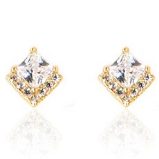 南大門珠寶 女款925純銀水晶施華14k方晶鋯石耳環