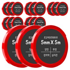 다다 초강력 실리콘 아크릴 폼 양면테이프 5mm x 5m, 투명, 18개