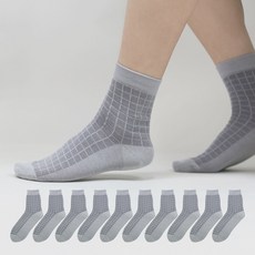 Izileg 男性用涼感網眼方格圖案中筒襪10雙組