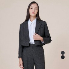 kenneth lady 女款格紋缺口翻領夾克, 麻花棕