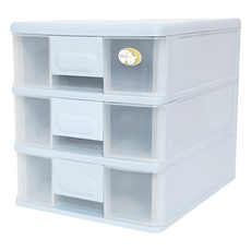 小博士 公文櫃/桌上櫃/抽屜盒 桌面收納好幫手 可收納各類文具、玩具、工具、雜物, 藍色, 3層