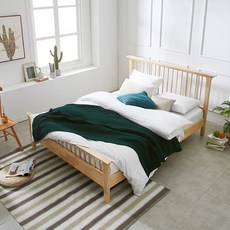 파로마 그랜드 고무나무 평상형 침대 + 독립 매트리스 세트 방문설치, 침대(네추럴), 매트리스(아이보리)