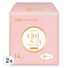 리버티 니어스킨 생리대, 중형, 14개입, 2개