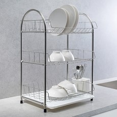 stopia 不鏽鋼碗盤架, 銀色（本體）、白色（滴水）, 3層, 1組
