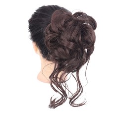 하이유니 애교똥머리 집게 헤어피스, 1개, 다크브라운