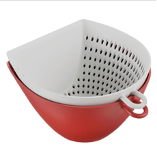 AKEBONO 曙產業 小型濾網濾缽組 瀝水籃 + 瀝水碗 日本製造 尺寸14x14x7.5cm, 紅色, 小型, 1個
