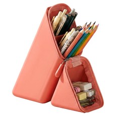 쿠말 오염에 강한 스탠딩 실리콘 필통, 라이트레드, 1개