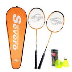Severo Power 100 一體式羽毛球拍 2入 + 全罩式拍套夜光尼龍羽毛球 2入, 單一商品, 1套