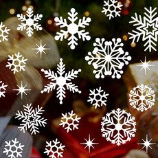 Mungkiwoldeu 聖誕節窗戶貼紙 雪花貼紙 窗貼 S4 020 幸福雪花 ver01, 白色, 1個