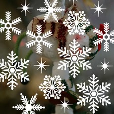 Mungkiwoldeu 聖誕節窗戶貼紙 雪花貼紙 窗貼 S4 024 快樂雪花 ver05, 白色, 1個