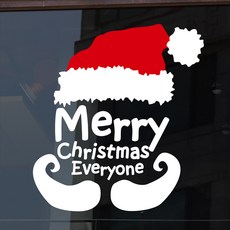 Mungkiwoldeu 聖誕節窗戶玻璃貼紙 雪花貼紙 S4 046 聖誕老人徽章 04, 1個, 白色 + 紅色