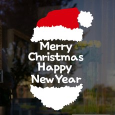 Mungkiwoldeu 聖誕節窗戶貼紙 雪花貼紙 壁貼 S4 047 聖誕老人徽章 05, 1個, 白色 + 紅色