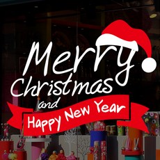 Mungkiwoldeu 聖誕節窗戶貼紙 雪花貼紙 窗貼 S4 053 聖誕節排版01, 1個, 白色 + 紅色